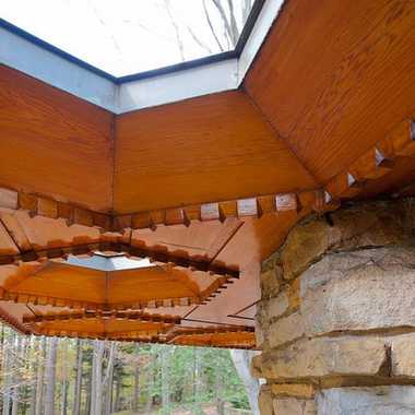 Skylights on the exterior porch made of red cypress.